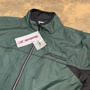 Reebok Windbreaker Jacket Mens Large Green Nissan Infiniti Reflective VTG y2k